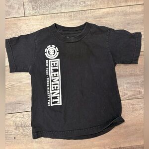 Element Kids Size 5T Black Tee with White Vertical Logo
